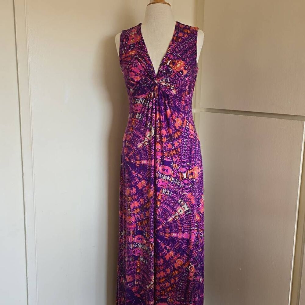 per una purple, orange,pink knit maxi dress, nwot, m